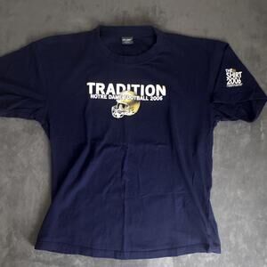 Vintage Notre Dame Irish Football Tradition 2006 Navy Double-Sided T-Shirt XL